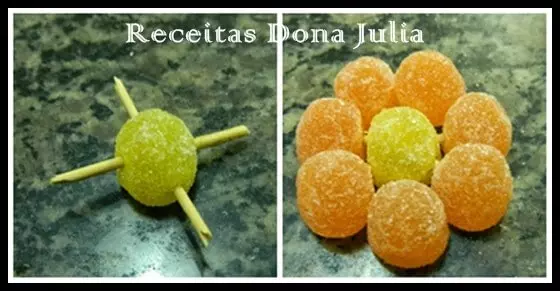 Flor de jujuba ou bala de goma preparo