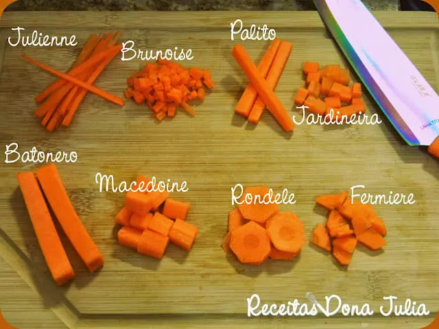 Tipos de cortes de legumes