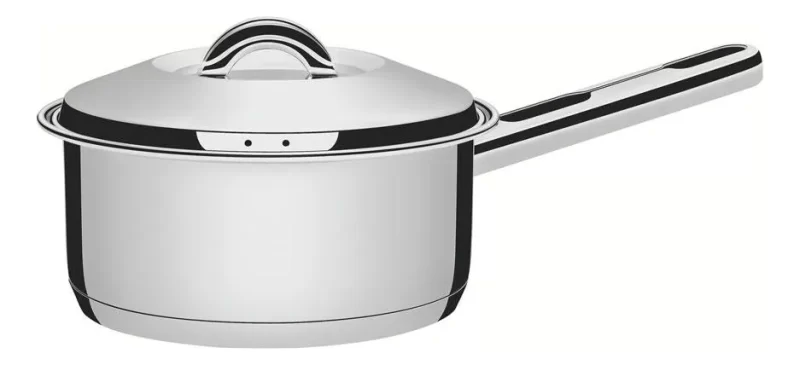 "Panela de pressão ou caçarola de aço inox com fundo triplo, recomendada por Geisa Araujo para distribuição uniforme de calor e segurança alimentar."