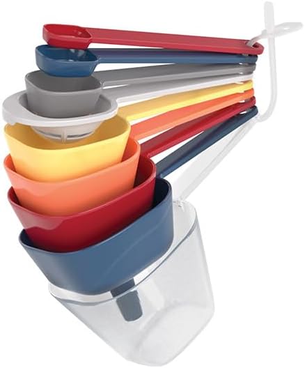 Kit medidor de 9 peças Plasútil com xícaras e colheres padrão recomendado por Geisa Araujo do Receitas Dona Julia