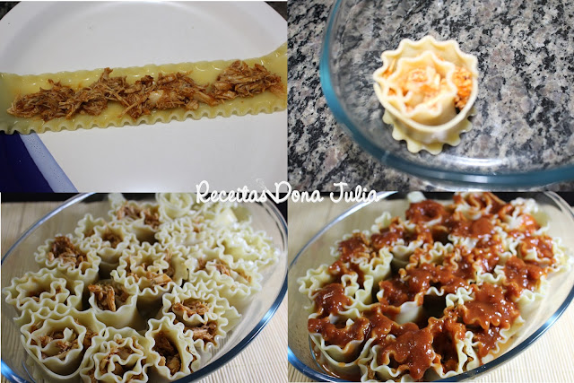 Rolinho de lasanha com frango Rolinho de lasanha com frango