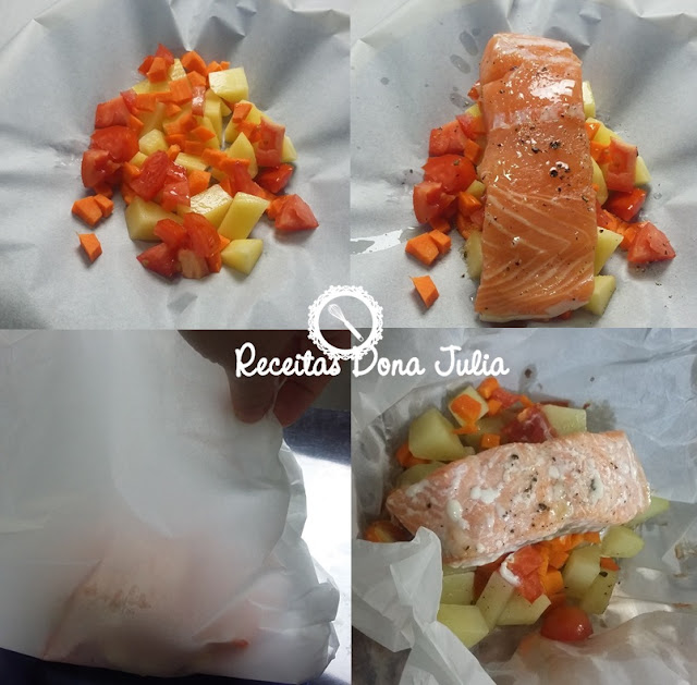"Salmão em papillote" "Salmão em papillote"
