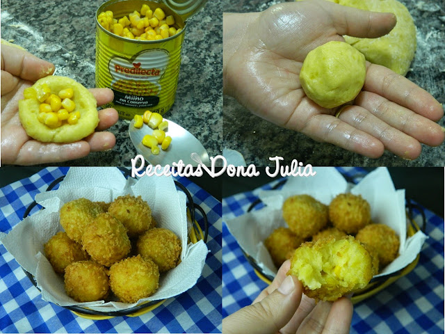 Bolinho de mandioquinha com milho Bolinho de mandioquinha com milho