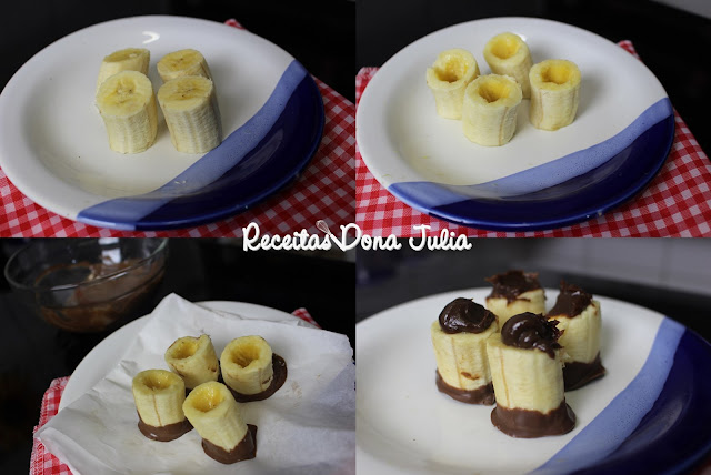 Copinho de banana recheado Copinho de banana recheado