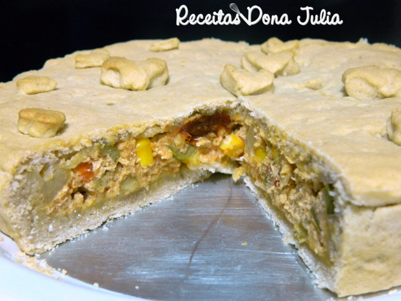 Torta de frango sem leite, ovos e soja Torta de frango sem leite, ovos e soja