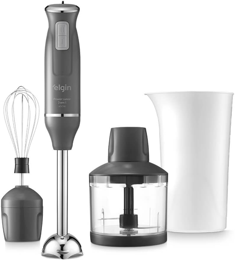 Mixer Power Inox 3 em 1 600W Elgin Lunar com acessórios recomendado por Geisa Araújo do Receitas Dona Julia